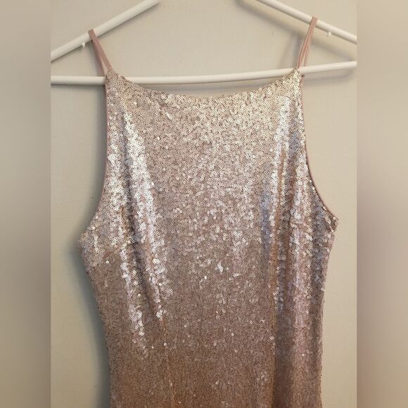 Lulus Gold Sequin Low Back Drape Gown size M Prom Wedding - Picture 2 of 4